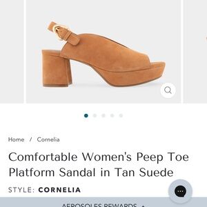 AEROSOLES Tan Platform Peep Toe Heel 7.5 NWT